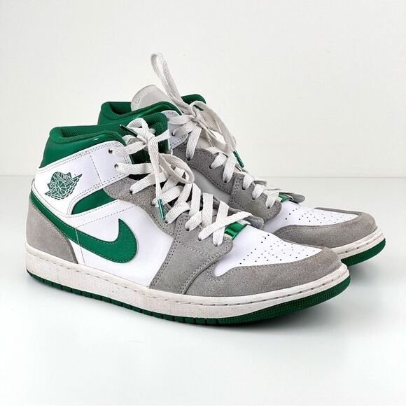 Authentic MENS SIZE 10 Air Jordan 1 Mid SE 'Grey Pine Green